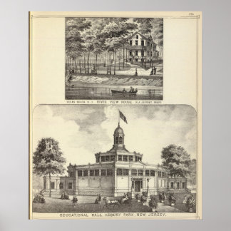 Póster Salón de Educación, Parque Asbury y Casa con vista