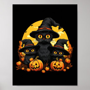 Póster Salón de gatos divertidos para la calabaza Hallowe