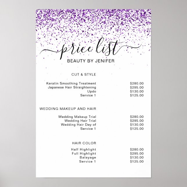 Póster Salón de lujo que gotea purpura brillo (Frente)