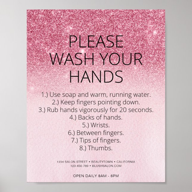 Póster Salón de pelo del Purpurina de seguridad de la sal (Frente)