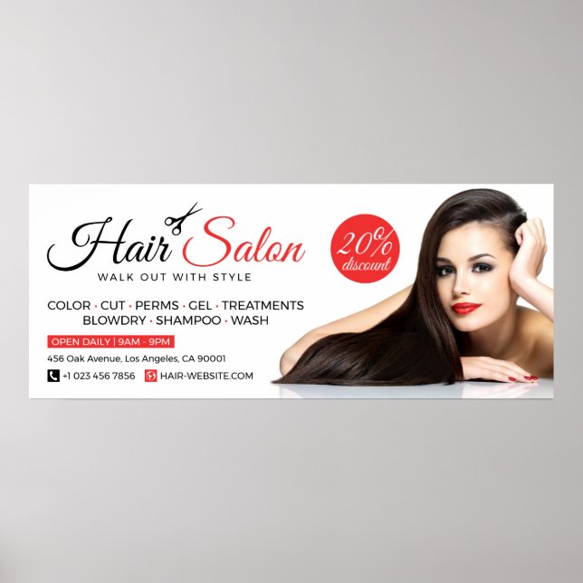 Póster Salón de pelo, Salón de belleza, Peluquería (horiz (Frente)