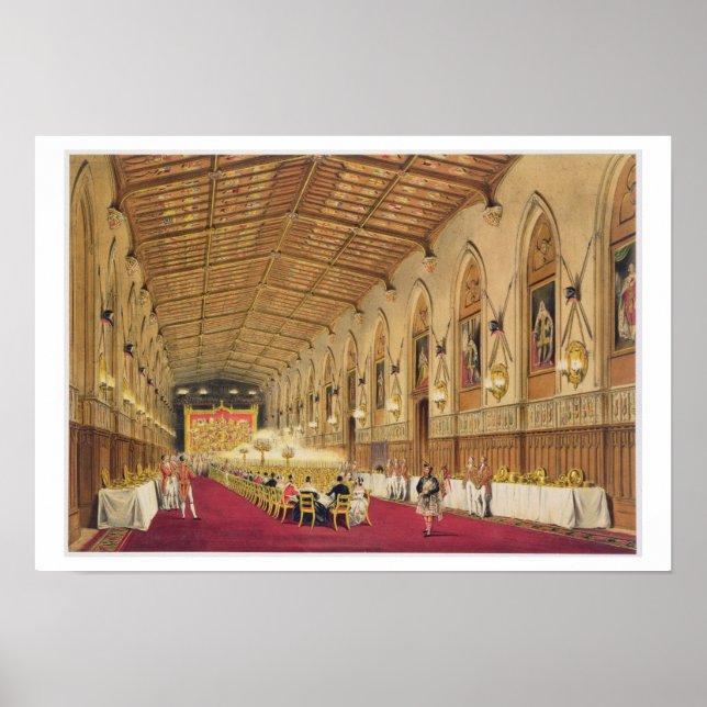 Póster Salón de San Jorge, Castillo de Windsor, 1838 (col (Frente)