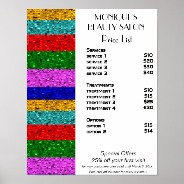 Póster Salon de uñas de pelo de belleza espumoso (Frente)