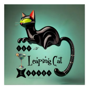 Póster Salón del Gato Saltarín Futurista Atómico