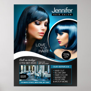 Póster Salón elegante de pelo negro
