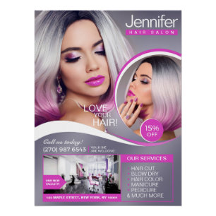 Póster Salón Elegante De Pelo Rosado, Salón De Belleza -