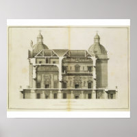 Salón Houghton: sección transversal del Salón y Sa