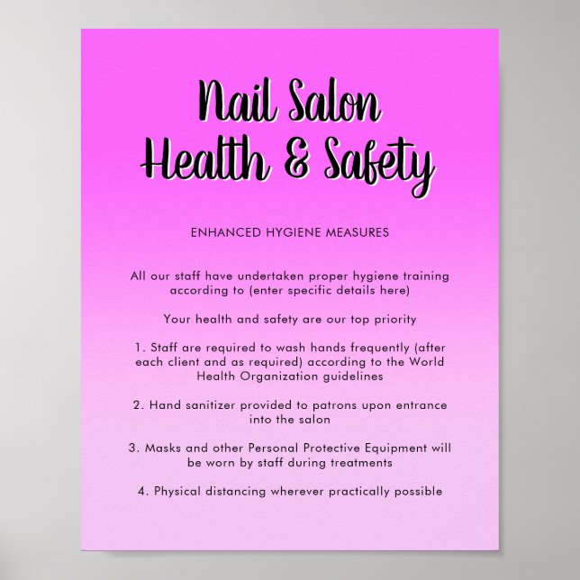 Póster Salon Nail Health Bright Purple Covids Safety (Frente)