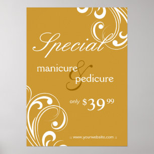 Póster Salon Poster Spa Gold & White Swirls