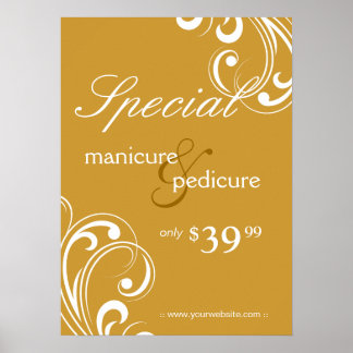 Póster Salon Poster Spa Gold & White Swirls
