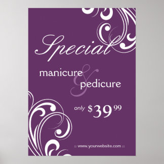 Póster Salon Poster Spa Morado & White Swirls
