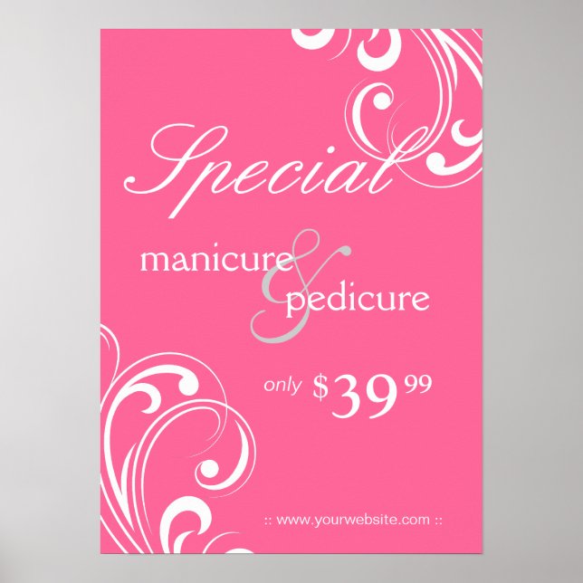 Póster Salon Poster Spa Pink & White Swirls 2 (Frente)