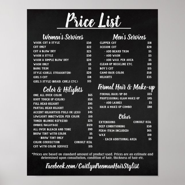 Póster Salon Price LIst (Frente)