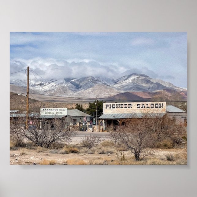 Póster Saloon pionero y Goodsprings general Store-Winter (Frente)