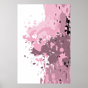 Póster Salpicadura abstracta femenina rosa y blanca