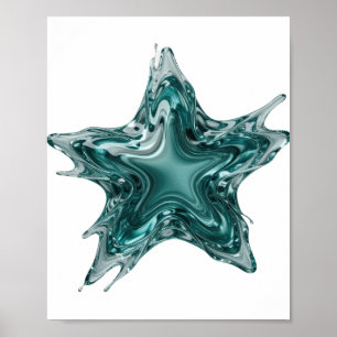 Póster Salpicadura de agua en forma de estrella de plata