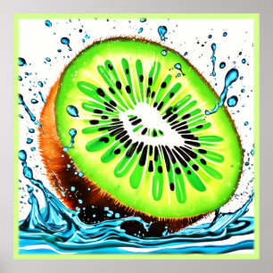 Póster Salpicadura de Kiwi de Frescura