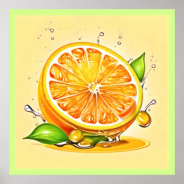 Póster Salpicadura de rebanada de naranja (Frente)