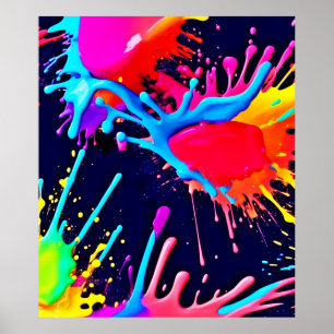 Póster Salpicaduras Eléctricas de Colores Vívidos