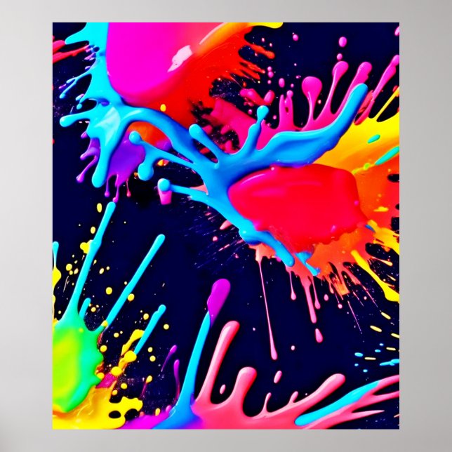 Póster Salpicaduras Eléctricas de Colores Vívidos (Frente)