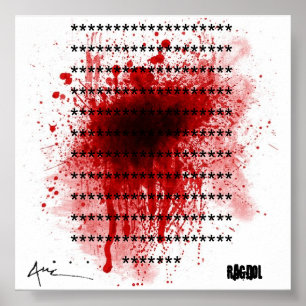 Póster salpicón de la sangre, copia de la etiqueta del