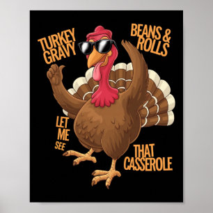 Póster Salsa Divertida de Pavo con Frijoles y Panecillos