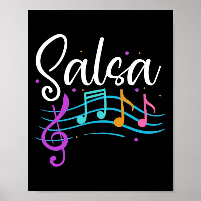 Póster Salsa Musical Notes Latin Music Dance (Frente)