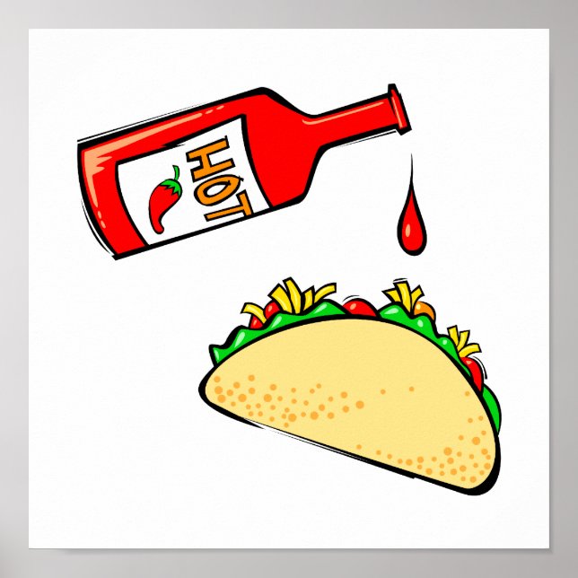 Póster Salsa picante goteando en taco (Frente)