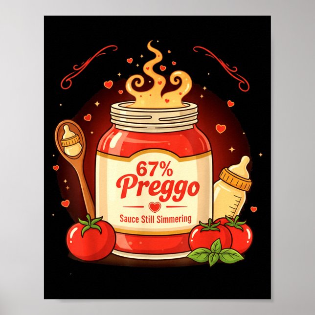 Póster Salsa Preggo Pasta Anuncio de Embarazo Divertido 6 (Frente)