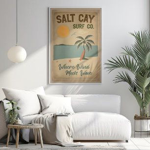 Póster Salt Cay Surf Co. Vintage Coastage Design