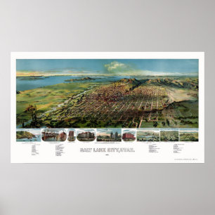 Póster Salt Lake City, UT Panoramic Map - 1891