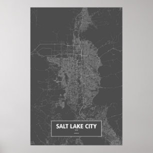 Póster Salt Lake City, Utah (blanco sobre negro)