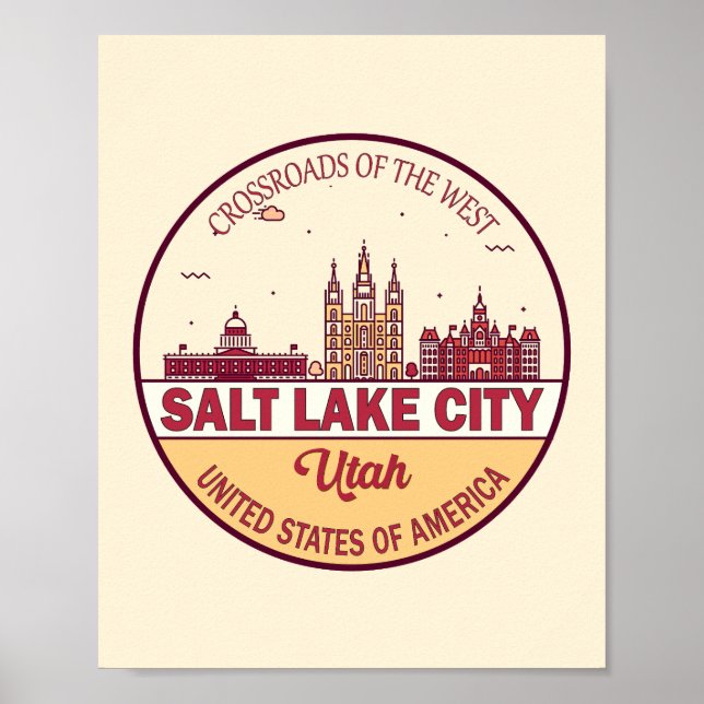 Póster Salt Lake City Utah City Skyline Emblem (Frente)