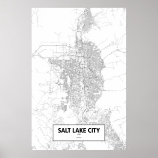 Póster Salt Lake City, Utah (negro sobre blanco)