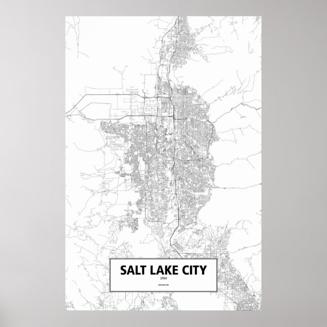 Póster Salt Lake City, Utah (negro sobre blanco) (Frente)