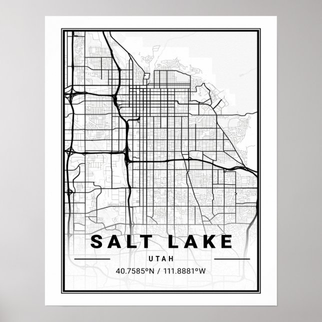 Póster Salt Lake City Utah USA Travel City Map (Frente)