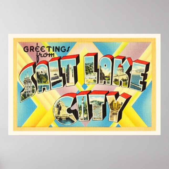 Póster Salt Lake City Utah UT Antiguo recuerdo de viajes  (Frente)