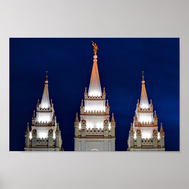 Póster Salt Lake LDS Mormon Temple de noche (Frente)
