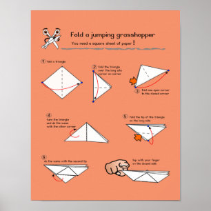 Póster Saltamontes de Origami Cómo-al poster del