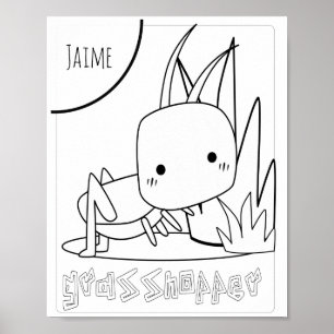 Póster Saltamontes Nombre de colorear lindo
