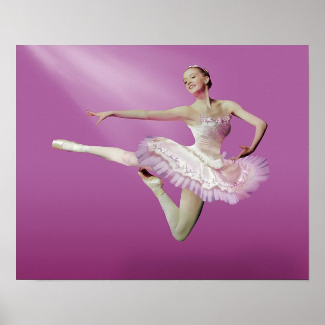 Póster Saltando a Ballerina en rosa (Frente)