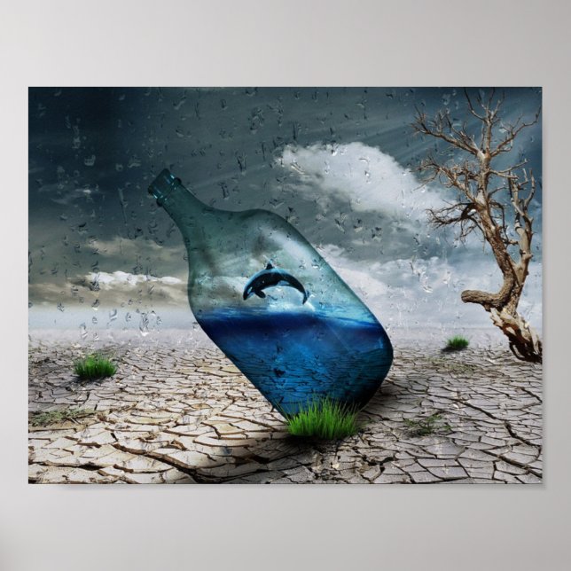 Póster Saltando ballena asesina en botella (Frente)