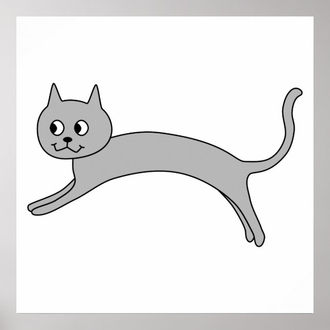 Póster Saltando Gato Gris. (Frente)