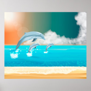 Póster Saltar delfines