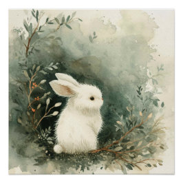 Póster Saltarines Alegres: Un Conejo con un Toque de Fant