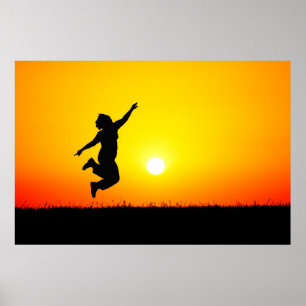 Póster Salto al atardecer