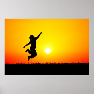 Póster Salto al atardecer