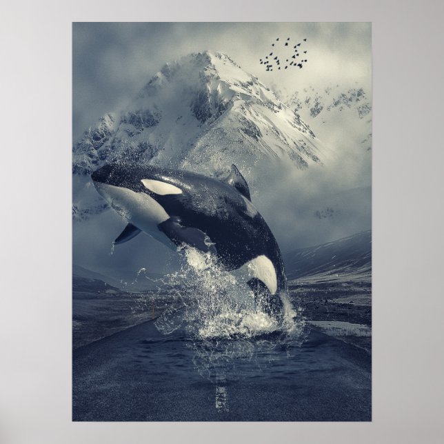 Póster Salto de ballenas salvaje (Frente)