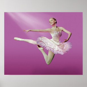 Póster Salto de la bailarina en rosa