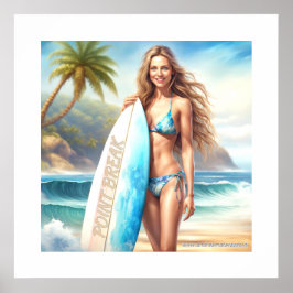 Póster salto de punto de acción chica